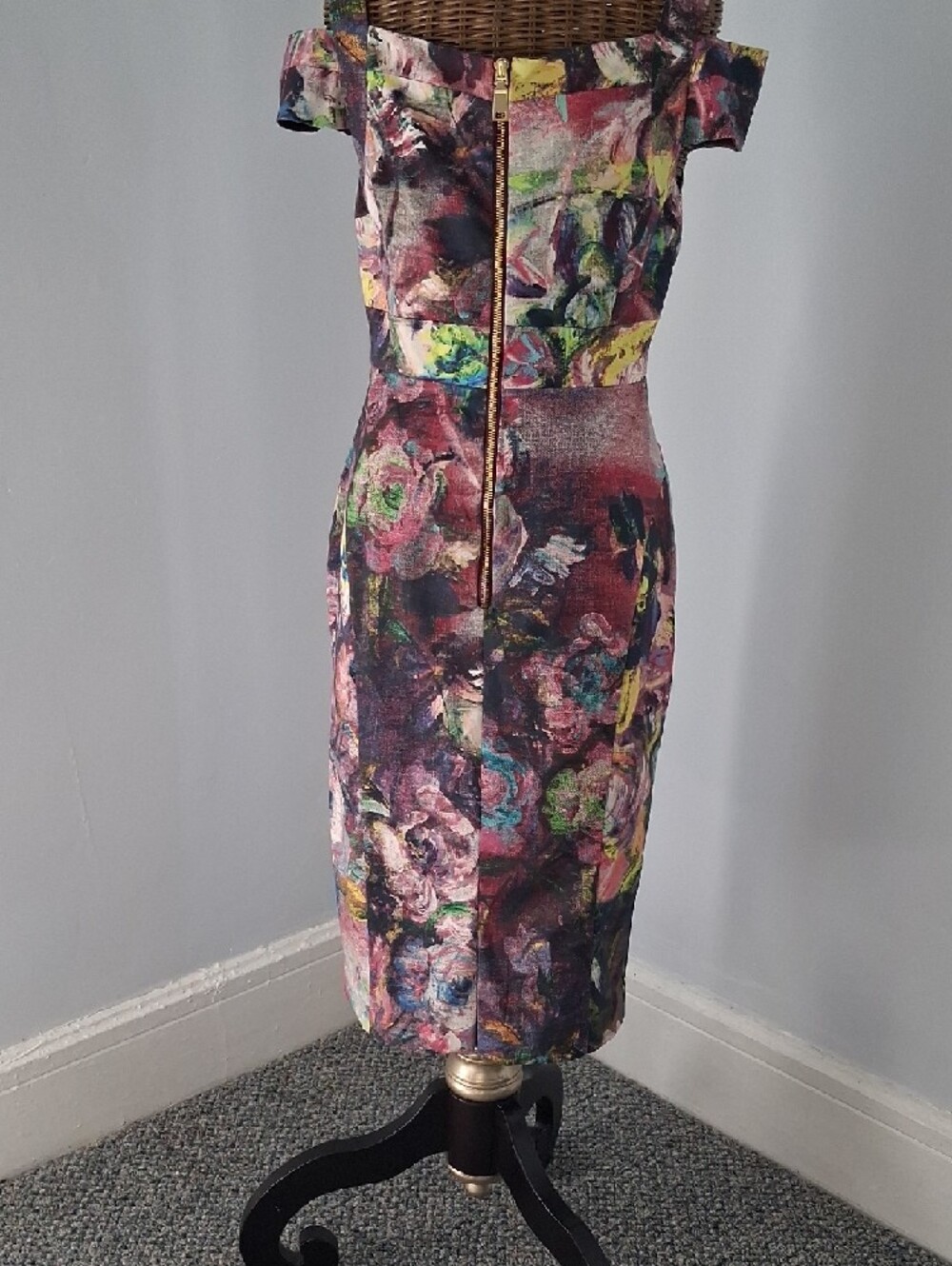 Painterly Floral Midi Sheath Dress in Multicolor - Picture 8 of 8